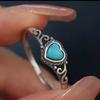 Bohemian Ethnic Style Retro Ring Imitation Natural Stone Blue Love Finger Ring Niche Temperament Hand Jewelry