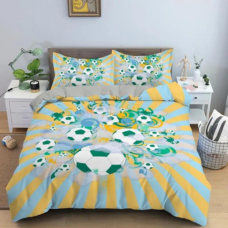 Luxury Basketball Football Printed Bedding Set Queen King Quilt Cover Pillowcase Sport Duvet Cover Polyester Comforter Cover