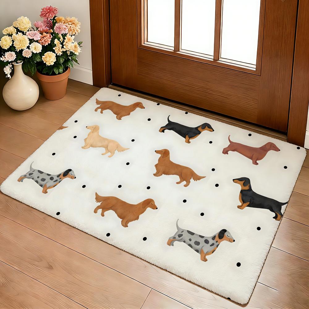 Dachshund puppy Floor Mat Cozy Flannel Soft Thick Non-Slip Mat for Living Room Bedroom Kitchen Decor Rugs