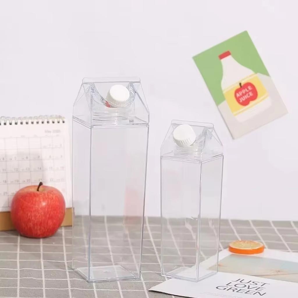 Creative Milk Carton Clear Water Cup Portable Plastic Milk Cup for Daily Use
