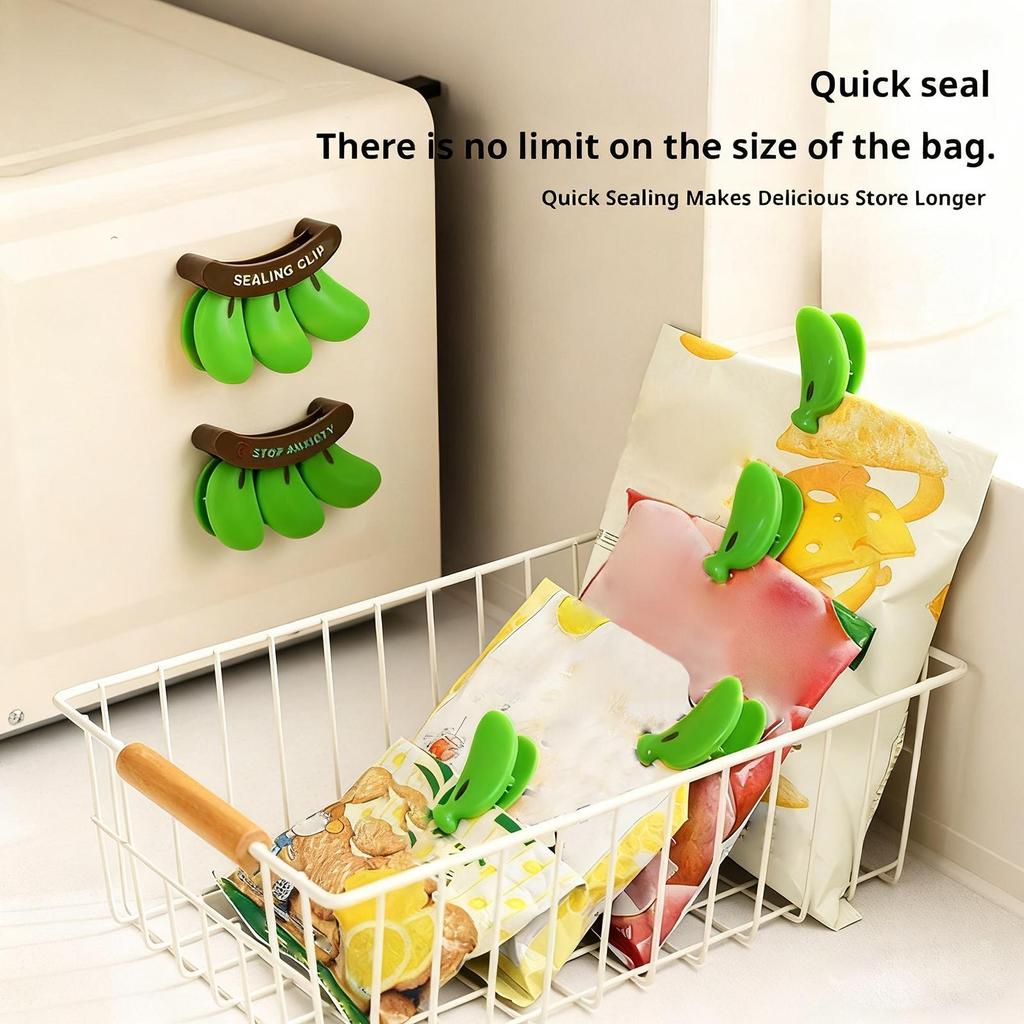 Magnetic Chip Clips Banana Shape Magnetic Clamp Refrigerator Airtight Chip Clips for Home Office Refrigerator Freezer Dorm