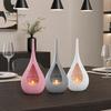 Verticale Houtnerf Textuur Kaars Compact Formaat Kandelaar, Houder, Druppelvormige Slaapkamer Houder 3D Geprinte Kandelaar voor Woonkamer Eettafel