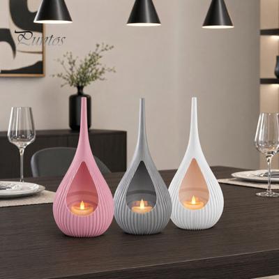 Vertical Grain Texture Candle Compact Size Candlestick, Holder, Water Drop Shape Bedroom Holder 3D Printed Candlestick for Living Room Dining Table