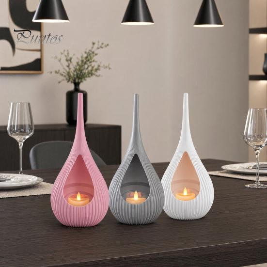 Vertical Grain Texture Candle Compact Size Candlestick, Holder, Water Drop Shape Bedroom Holder 3D Printed Candlestick for Living Room Dining Table