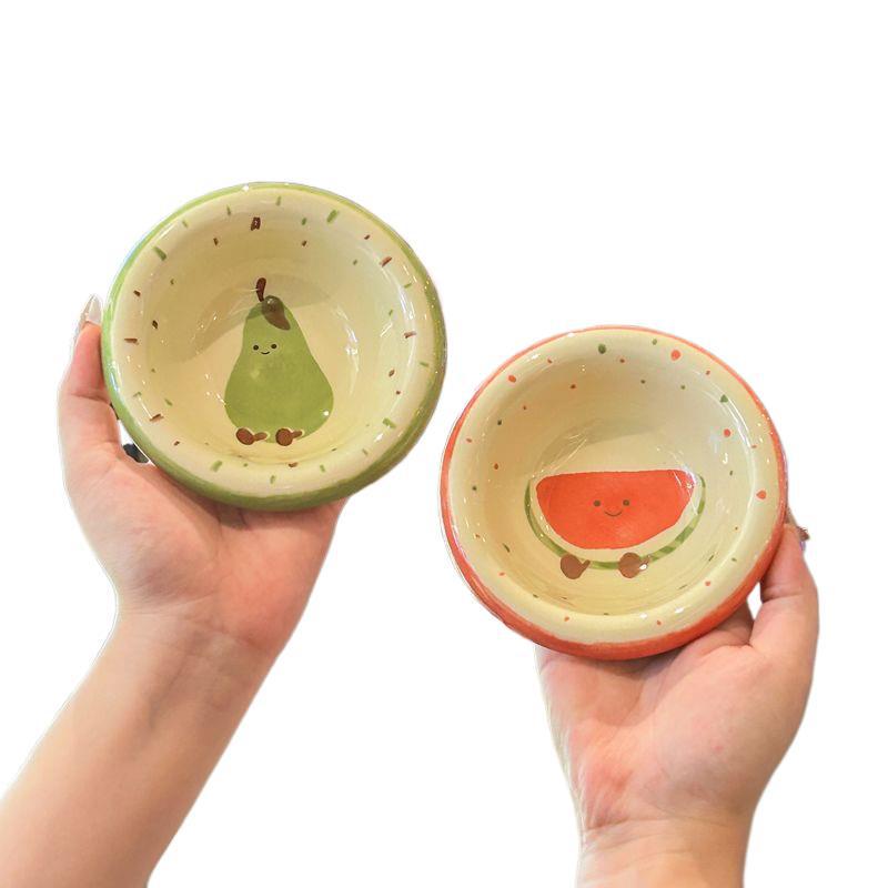 Mini Cartoon Ceramic Cat & Dog Bowl - Anti-Spill Design, Cute Pet Dish