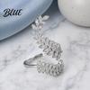 Finger Ring Women Ring Adjustable Olive Branch Design Leaf Micro-Setting
