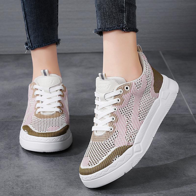 

Board Shoes for Women Platform Hiking Breathable Sports Anti Slip Mesh Vulcanized Lightweight Casual Walking Shoes 36 хаки