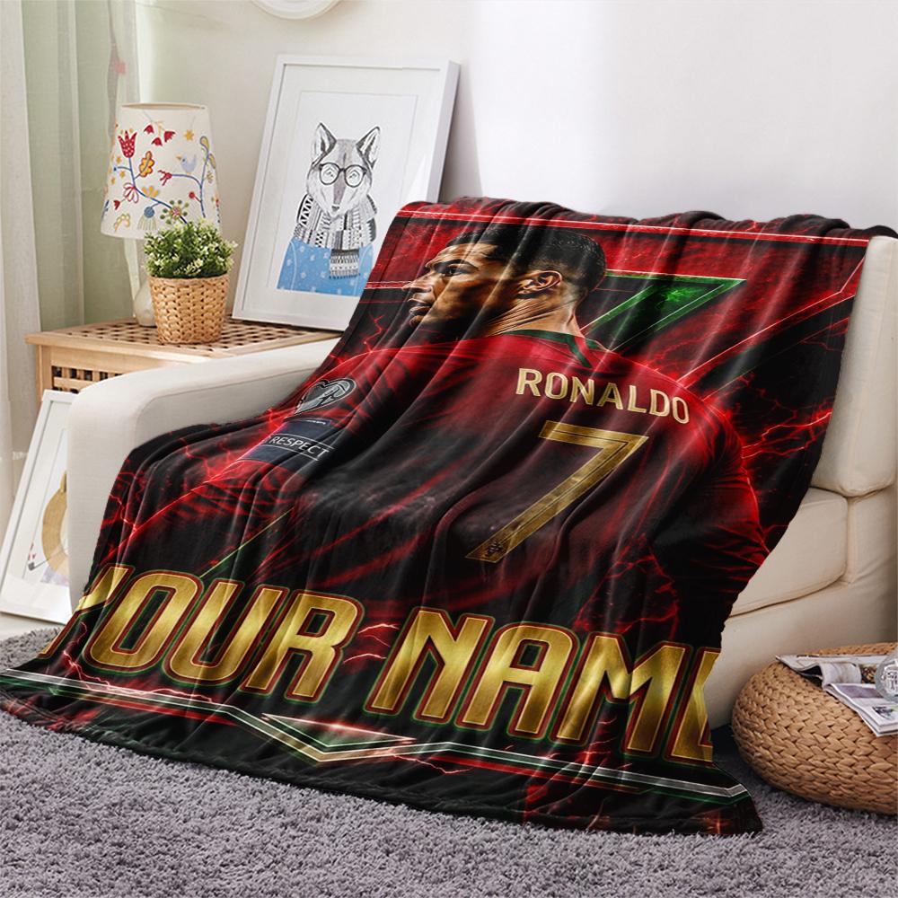 1 Stück Individueller Name Cristiano Ronaldo Gemustert Flanell Decke Geeignet für Alle Jahreszeiten für Heimdekoration Wärme und Komfort Geschenke Feiertagsgeschenk