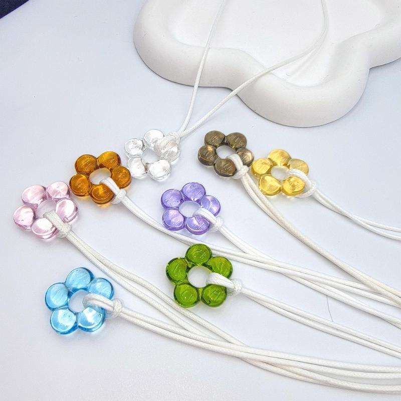 Sweet Glass Flower Pendant Necklace Fashion Statement Choker Neck Chain Simple Cord Collar Necklace Party Jewelry