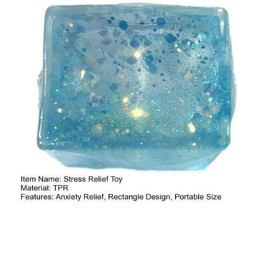 Glitter Rectangle Squeeze Toy Soft Stretchy Slow Rising Clear Rectangle Sensory Toy Anxiety Relief Stress Ball Classroom Prizes Party Favors
