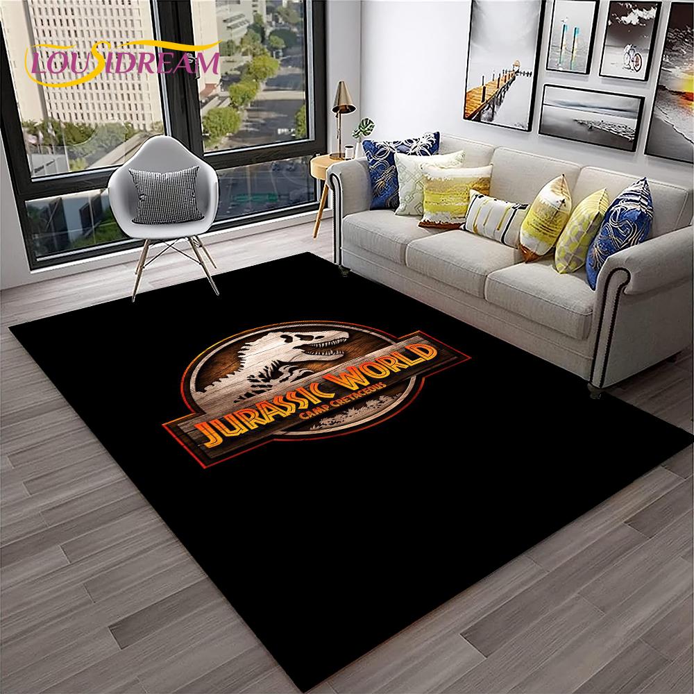 Dinosaur Cartoon Jurassic Park Child Carpet Rug for Home Living Room Bedroom Sofa Doormat Decor,Play Area Rug Non-slip Floor Mat