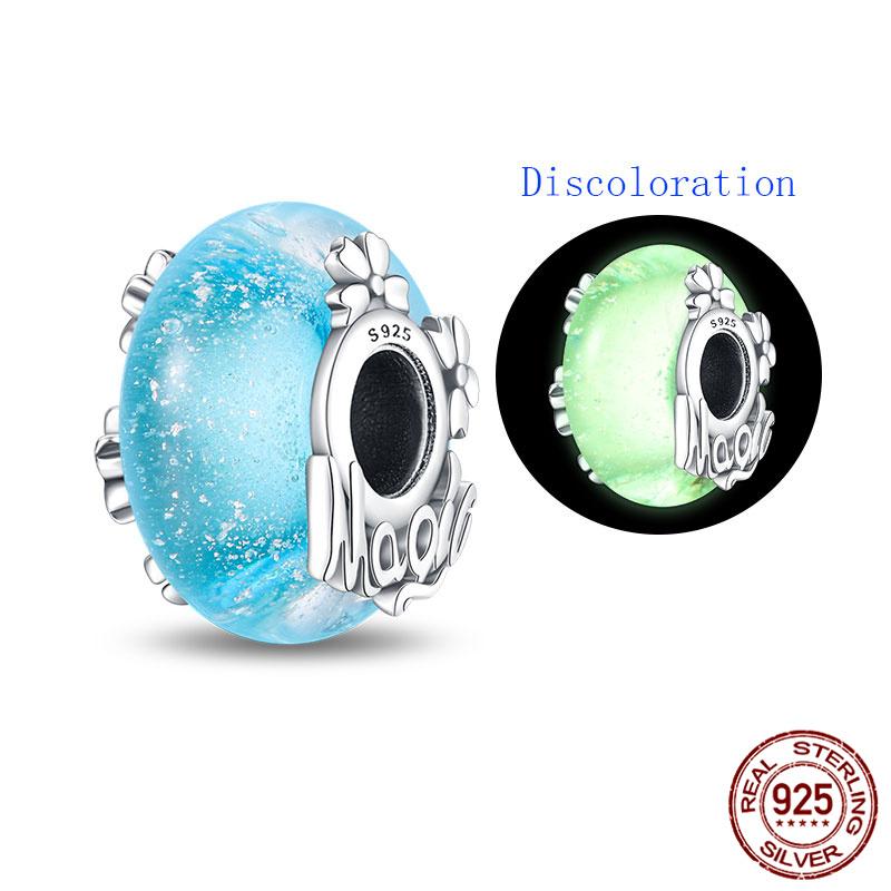 Compatible With Charm Bead Charms Ideal For Authentic Bracelets With 3mm Bracelets Diy Sea Blue Glass Bead Charms Copper Jewellery Making Ideal For Wo