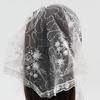 Elegant White Lace Embroidered Triangle Scarf with Floral Mesh for Wedding or Bridal Headdress
