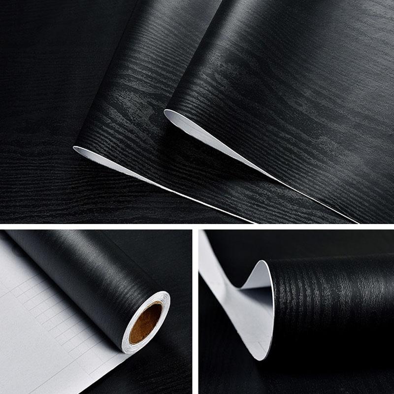 Wall Stickers Self-adhesive Paper Furniture Black Wood Grain Room Decoration 40cm Wall Papers Home Decor Table Kitchen Wallpaper