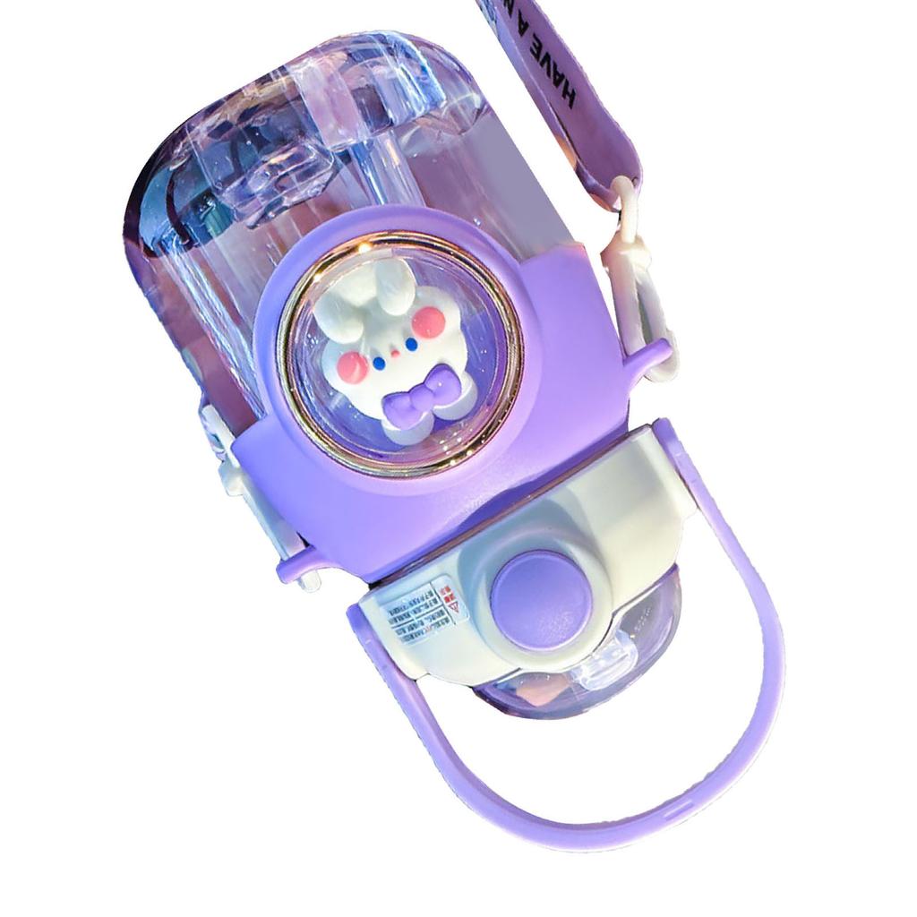 Water Bottle with Straw for Kids Plastic 820ml Heat Resistant Portable Cute Cartoon Sports Water