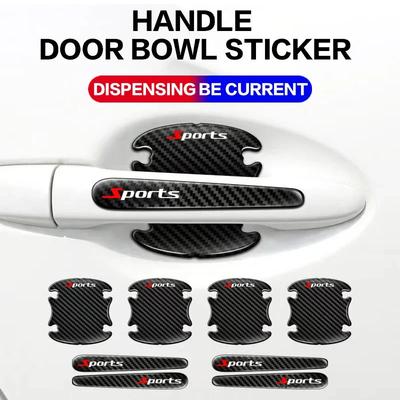 8Pcs Car Door Handle Anti-Scratch Sticker Carbon Fibre Car Door Bowl Handle Protector Paint Scratch Protection Decorative Cover