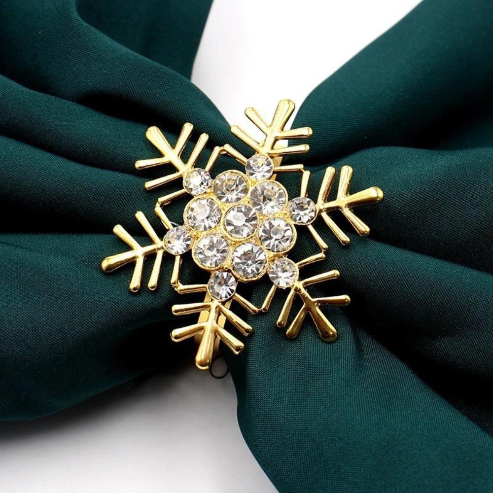 6pcs/pack Silver Gold Snowflakes Shape Napkin Rings -encrusted Towel Ring Home