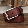 Pásek Pánský Jednoduchý Módní Všechno-Hodící Vybledlý Vintage Pravá Hovězí Kůže Povrch Pásku v Korejském Stylu