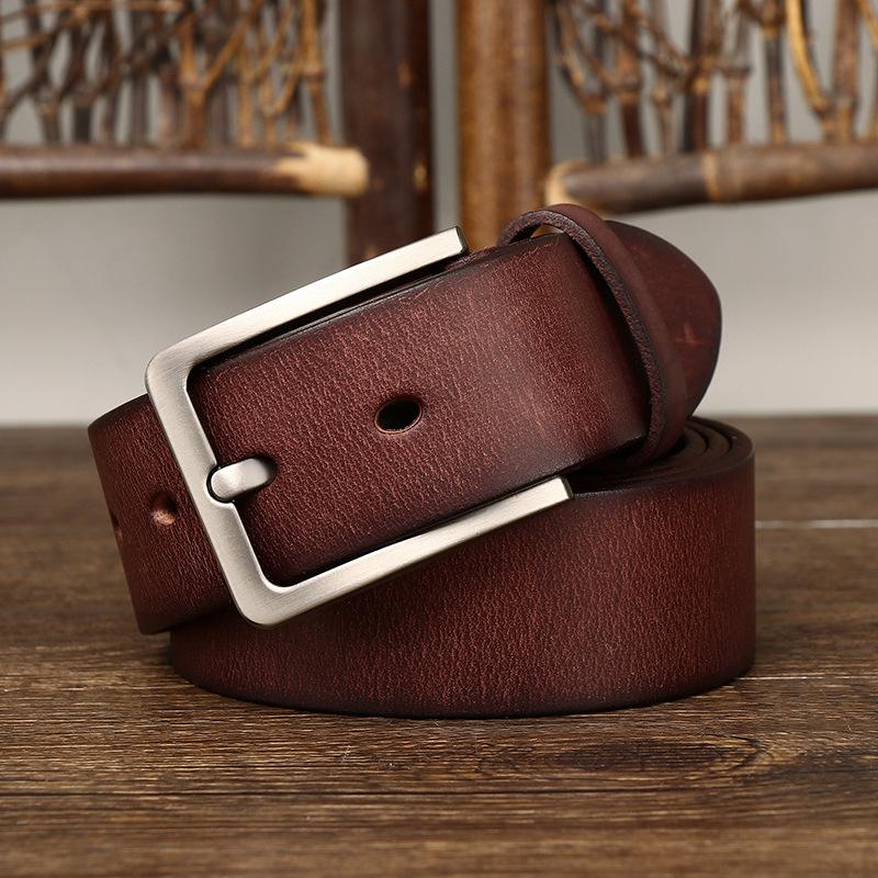 Belt Men's Korean-Style Simple Fashion All-Match Washed-out Vintage Genuine Cattlehide Leather Surface Belt