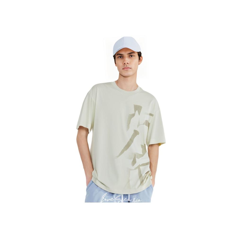 Li Ning X Jackie Chan Kung Fu Series Innate Qi Thin Water Powder Printed Round Neck Short Sleeve T-Shirt Men Tops Paper-White AHST067-2