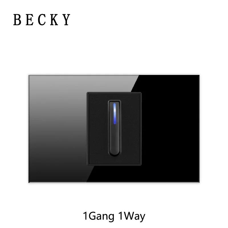 118 Type Piano Key Black Tempered Glass Fashionable Switch Socket American British European Standard Universal Socket