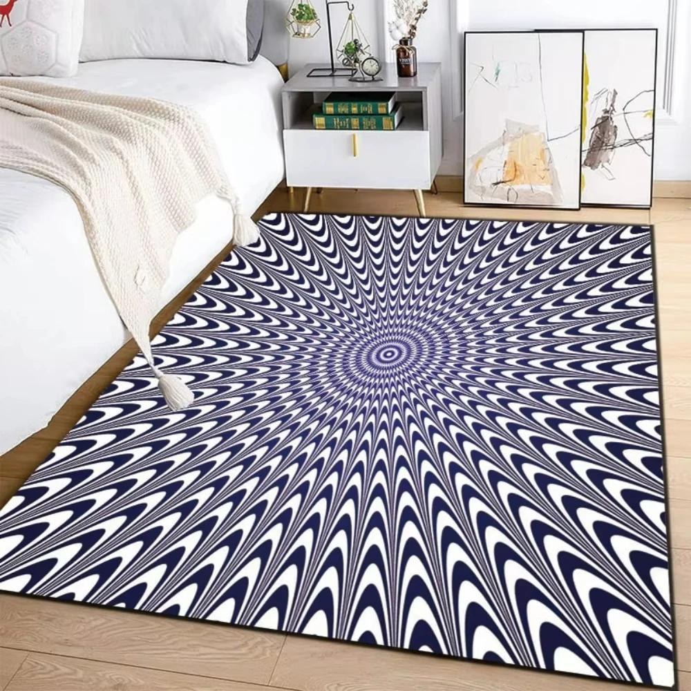 3D Vortex Illusion Carpet Rug for Living Room Decor Bedroom Area Floor Mat Abstract Geometric Optical Vertigo Carpet Non-slip