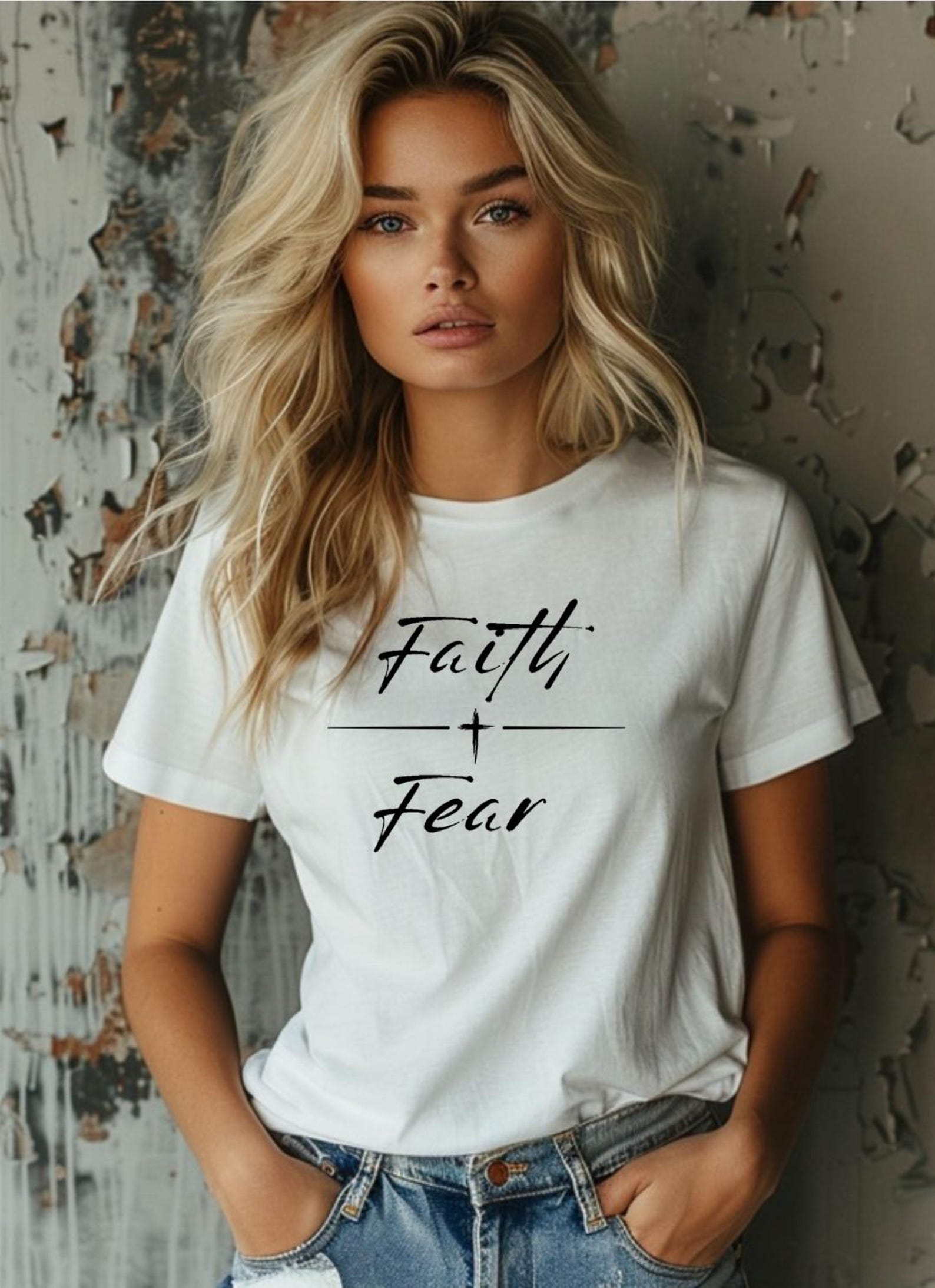 Faith Over Fear Shirt, Christian Graphic Tee, Faith Based T-Shirt, Inspirational Christian Shirt, Religious Gift for Women, Bible Verse 4XL