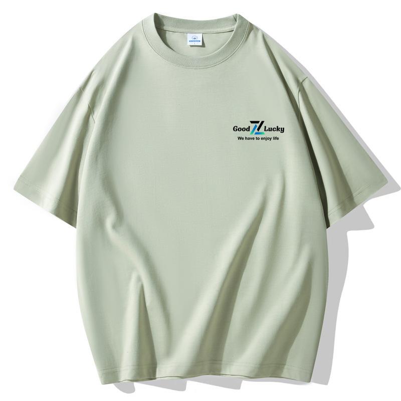 Gutes Glück Lockeres Kurzarm-T-Shirt für Herren 100% Baumwolle Rundhals-Oberteil