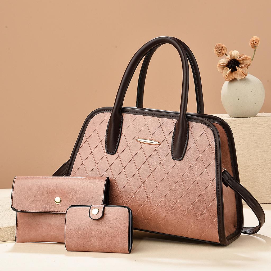 New Diamond Texture Single Shoulder Women's Bag Splicing Large Capacity Handbag Simple Casual Crossbody Bag Women