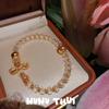 Ancient Flower Silk Liu Color Gold Ba Tiger Eye Stone Tutu Bracelet, New Chinese Style, Citrine Vajra Pestle Bracelet, Set