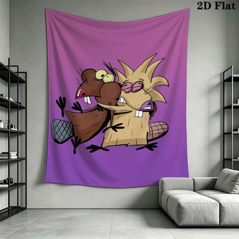 The Angry Beavers Wall Tapestry Aesthetic Wall Hanging Printed Fabric Blanket Decorative Tapestries for Bedroom Living Room Home Decor