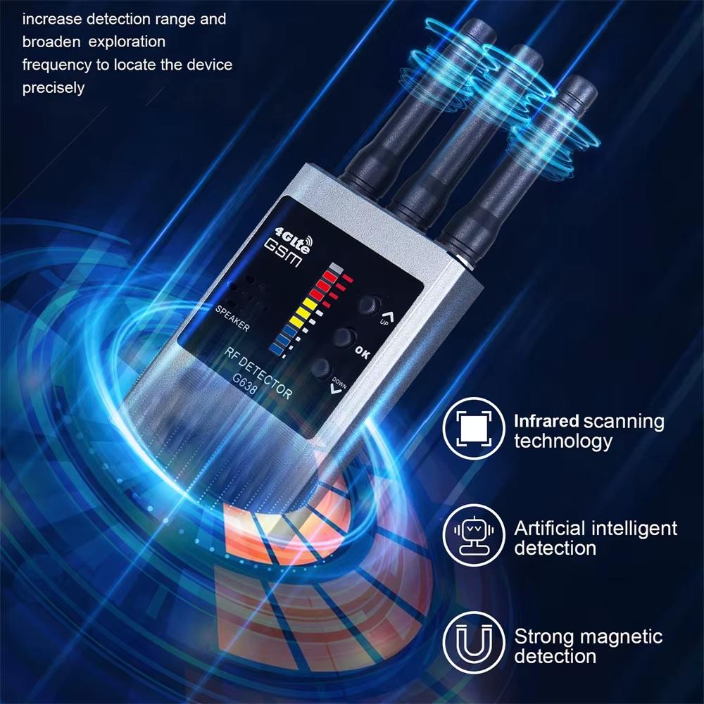 Drahtloser HF-Signaldetektor Bug GSM Audio GPS Tracker Mini Kamera Finder Kamera IR-Scan AI Standby Automatische Erkennung G638W
