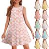 Girl Summer Dress Sleeveless Printed Color Casual Dress