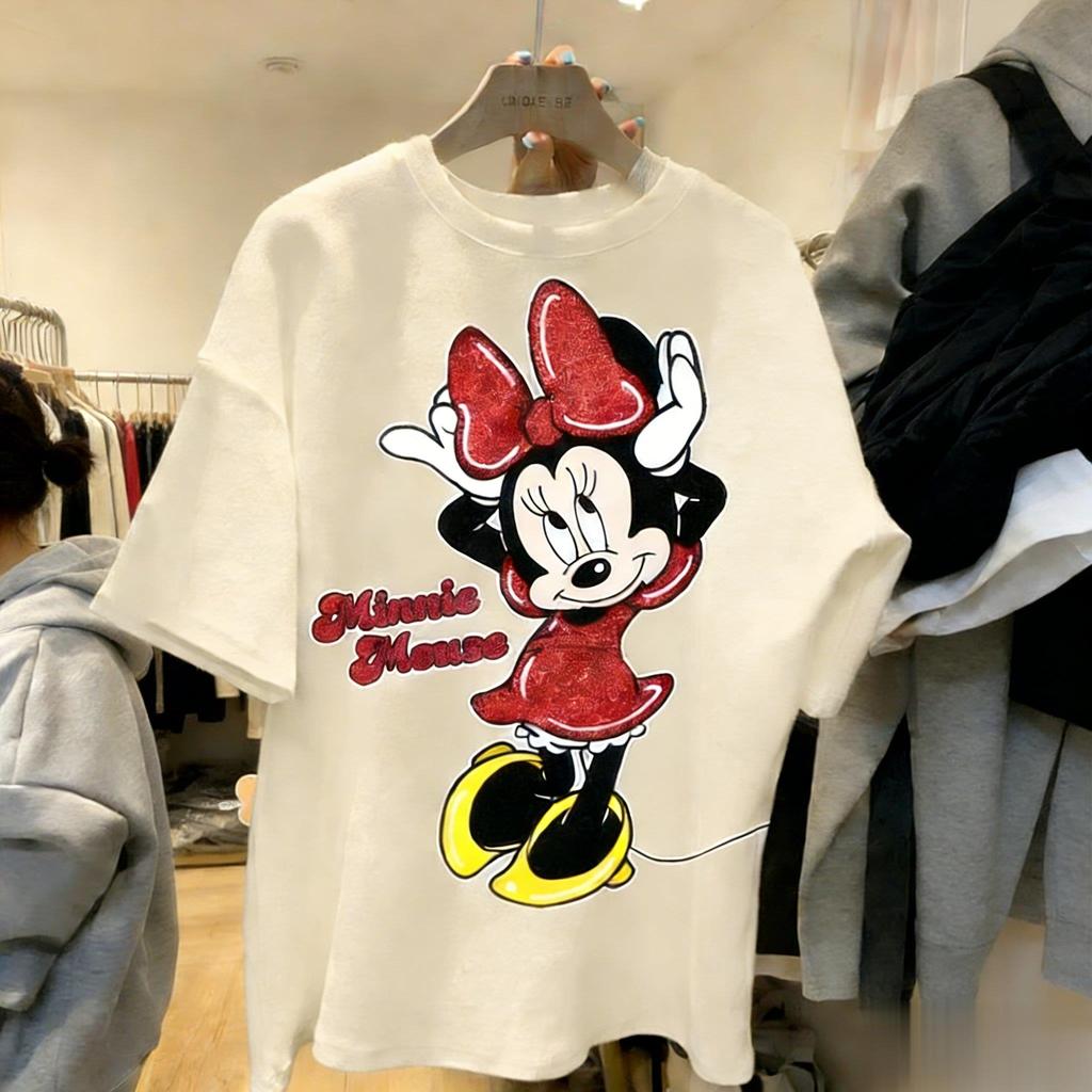 Unisex Oversized Minnie Mouse Cartoon T Shirt Women Men Vintage Short Sleeve Tee Summer Y2k Casual Streetwear Disney Print Tops