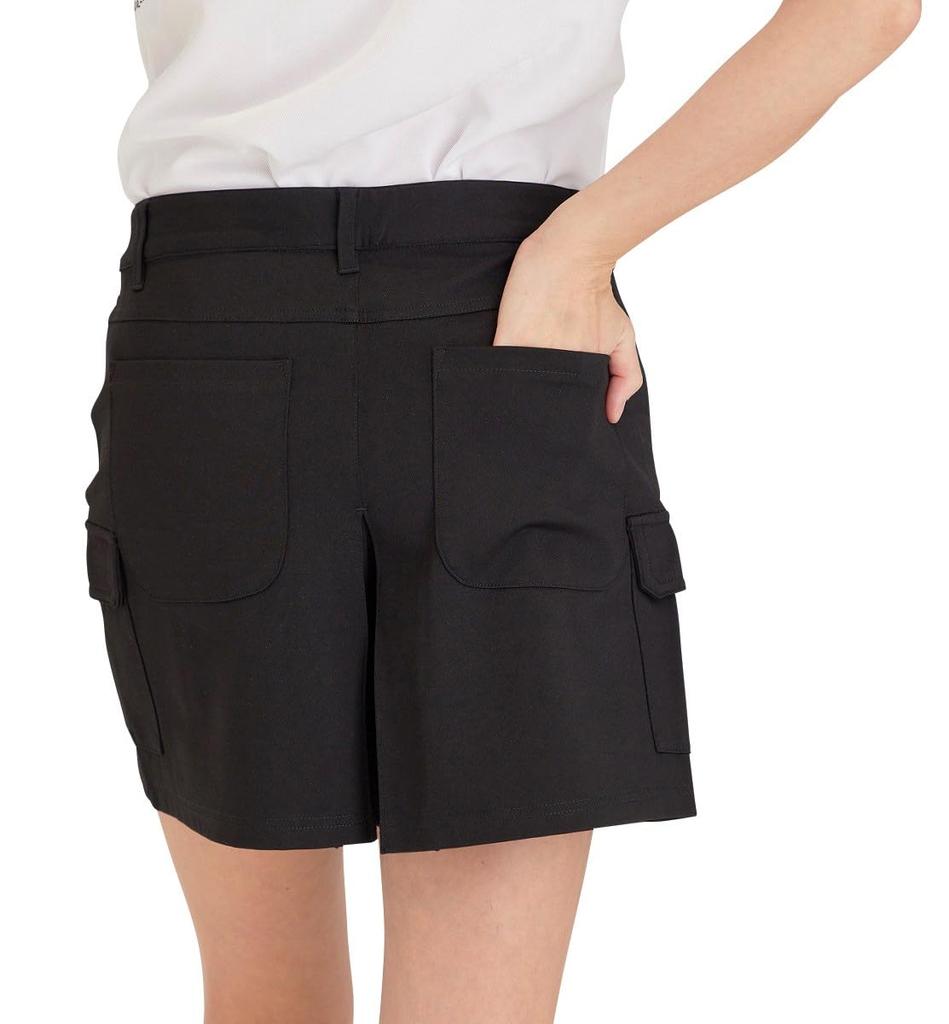 Delsol 7630 BK 3L Pleated Stretch Plus Size Delsol Golf Black Culottes Culottes, Black, (2XL) Wear, Women's