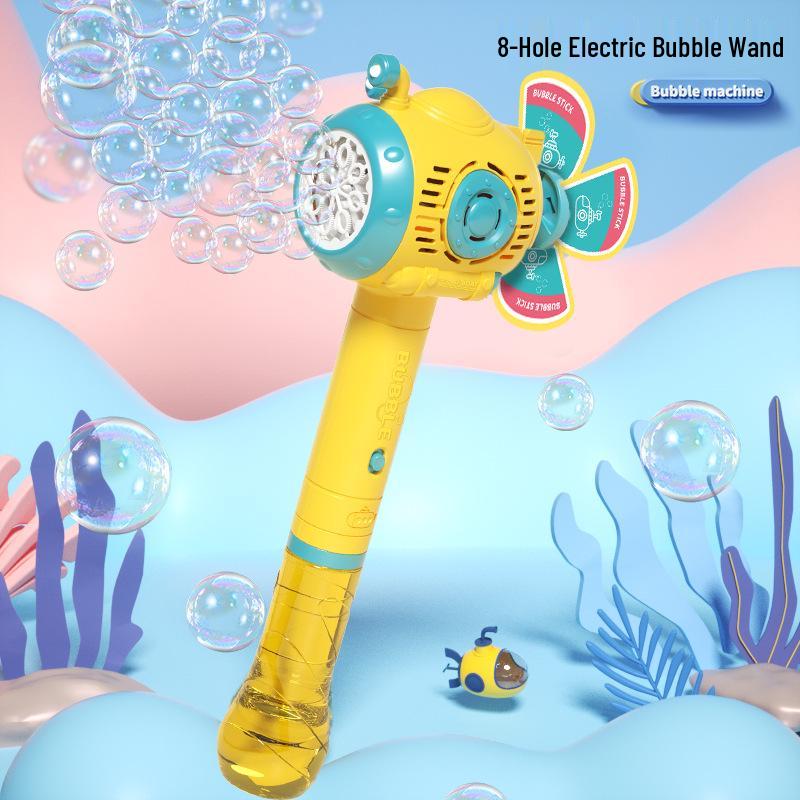 Children's Submarine Windmill Bubble Machine: Handheld Automatic Sound & Light Bubble Wand Toy