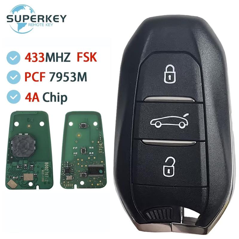 Smart Remote Car Key 3 Buttons 433MHZ PCF7953 4A Chip For Peugeot 208 308 3008 508 5008 Citroen C4 C4L DS4 DS5 Keyless Go FOR PEUGEOT
