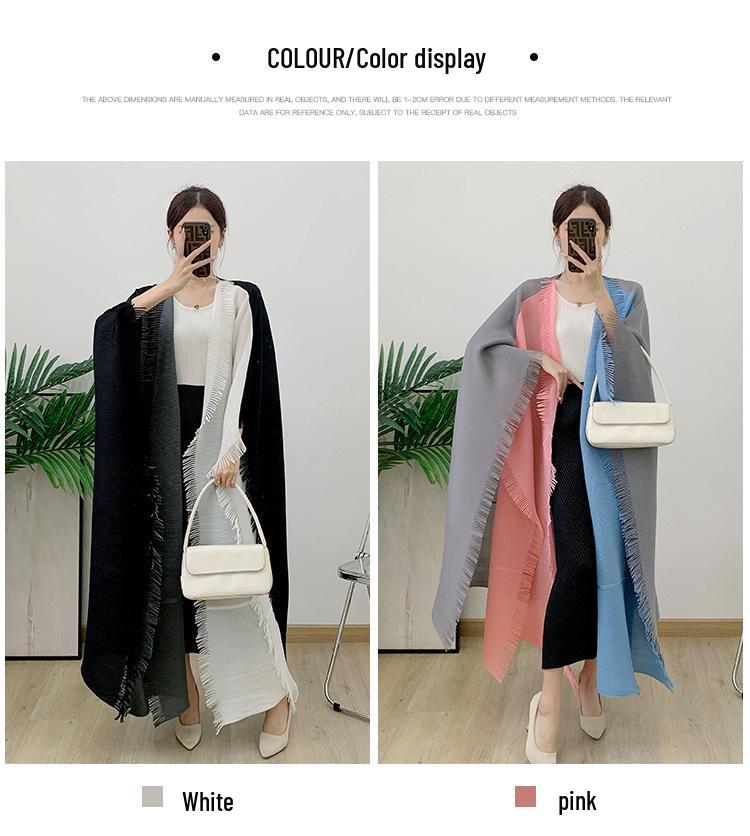 2024 Plus Size Women's Color Block Tassel Cardigan Trench Coat – Dubai & Middle East Style