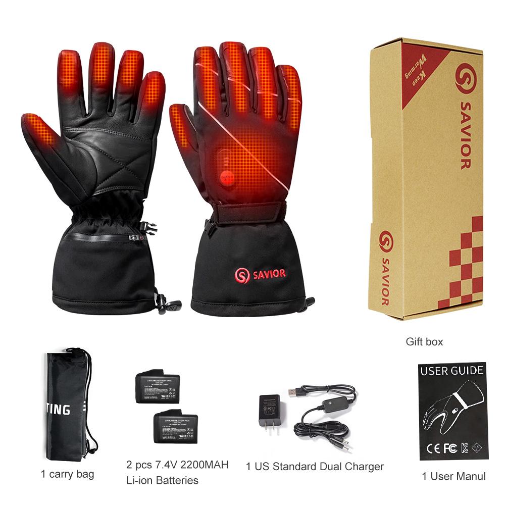 Savior Waterproof Heated Rechargeable Electric Heated Gloves Thermal Heat Gloves Winter Warm Skiing Snowboarding Hunting Riding XS