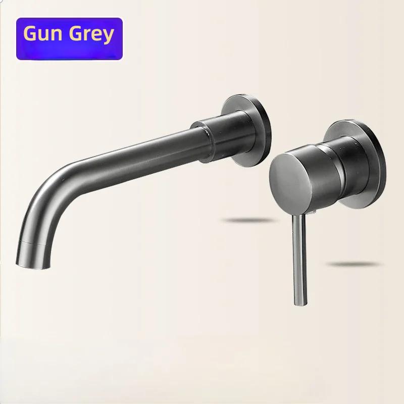 Brushed Gold/Black Basin Faucet Concealed Wall Mounted For Bathroom Faucets Bath Basin Sink Tap Bathtub Hot And Cold Water Mixer