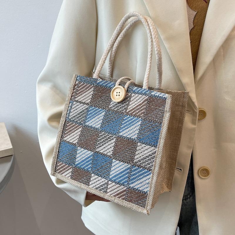 Karierte Canvas Hand-Leinentasche
