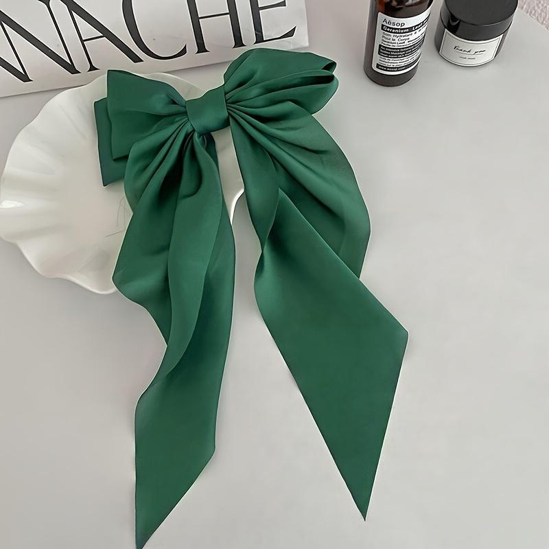 Elegant Fabric Bow Tie Hair Clip, Solid Color Duck Bill Long Streamer Hair Accessory, Single Piece Sweet Style Hairpin for Women
