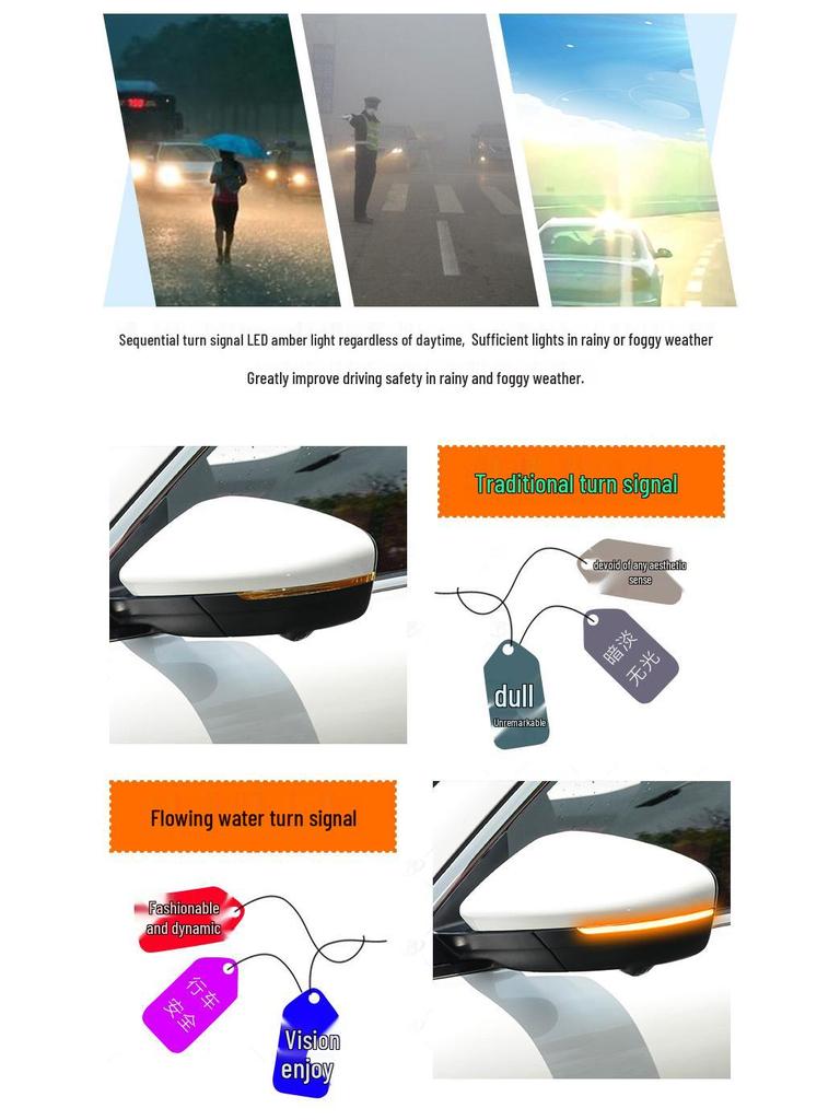 MG Pilot Rearview Mirror Sequential Turn Signal with Dynamic DRL Blue Touch Modification