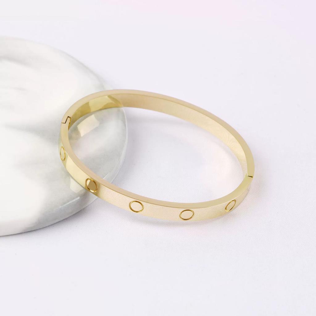 Joia Pulseira Clássica com Fivela Kaga com Diamante Edição Larga e Estreita Pulseira de Ouro Rosa 18k 2025