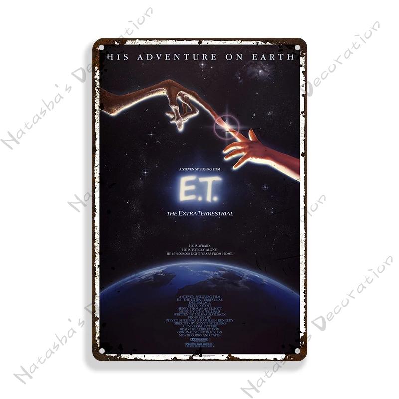 E.T. the Extra-Terrestrial Movie Metal Poster Vintage Wall Plate Bar Club Industrial Decor Metal Tin Sign Vintage Metal Plaque