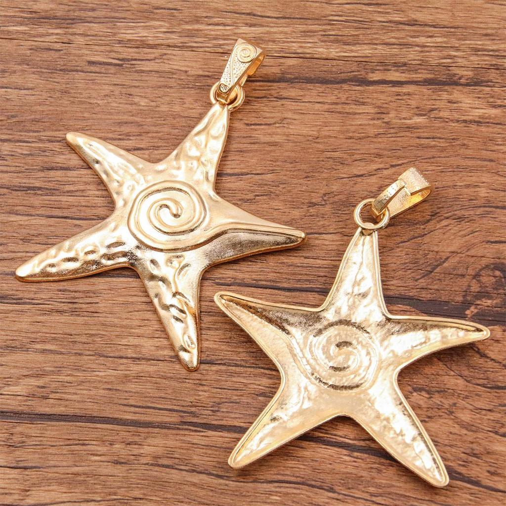 3 Colors 66x81mm Starfish Pendant Charm for DIY Marine Life Jewelry