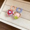 Half Sweet Thoughts: Asymmetrical Korean Drip Oil Love Heart Flower Earrings - Exquisite & Stunning Design