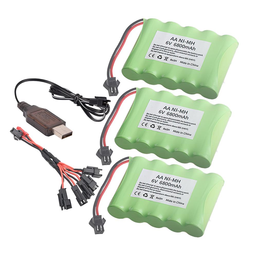(SM PLUG) 6V 6800mAh NiMH Battery with USB Charger For Rc Toys Cars Tank Truck Robot Boats AA Ni-MH 6v Rechargeable Battery Pack