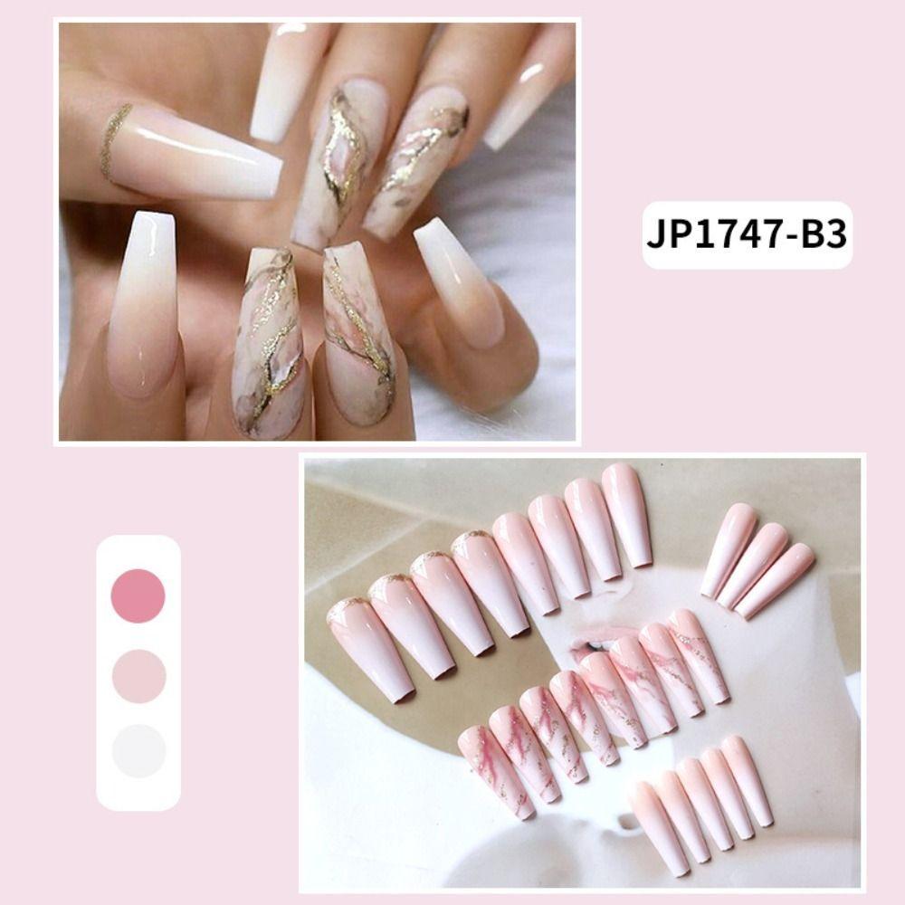 Long Ballerina False Nails French Nail Tips Fashion Press On Nails  DIY