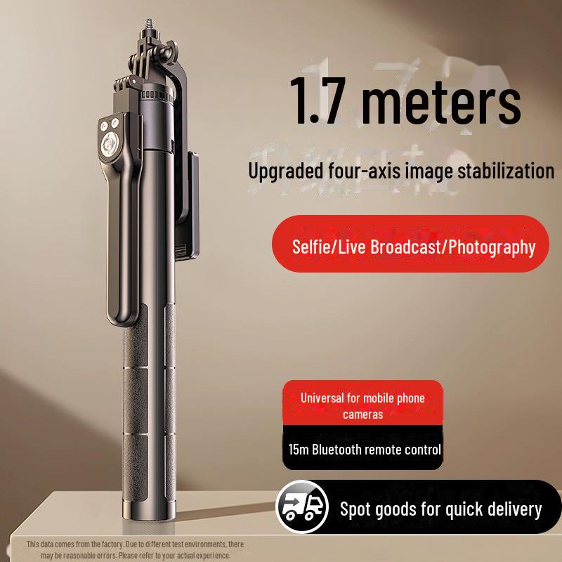 New Anti-Shake Four-Axis Gimbal Selfie Stick with Tripod for Mobile Live Broadcast and Travel